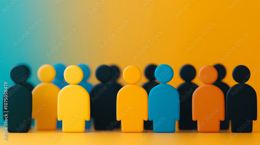 Poster diverse group of figures representing inclusive business practices in 3d