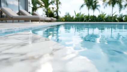 Close-up of a swimming pool edge