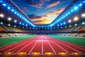 a stadium with a stadium with a stadium with a stadium with lights on it