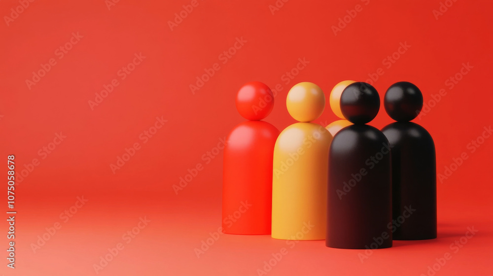 Poster inclusive business practices with diverse figures in 3d