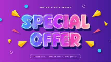Blue Yellow and Purple Violet Special Offer 3d Editable Text Effect - Font Style