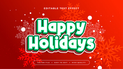 White Green and Red Happy Holiday 3d Editable Text Effect - Font Style