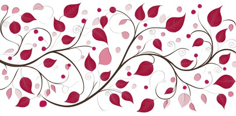 Flowing lines, pastel colors, minimalist style, and abstract design depicting water waves intertwined with leaves, conveying calm and renewal.