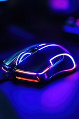 Detailed Close-up of Neon Gaming Mouse Design