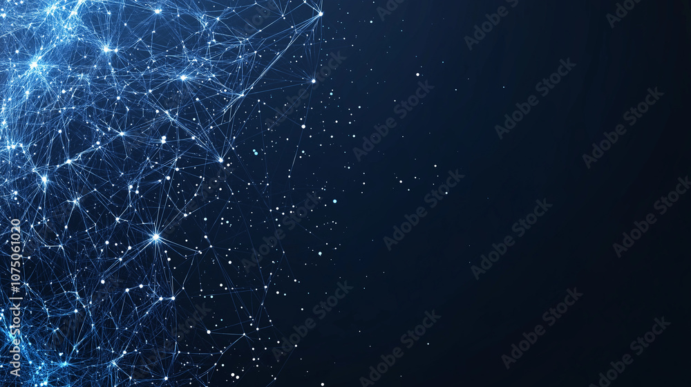 Poster abstract digital network: a mesmerizing abstract image of a glowing blue network of interconnected p