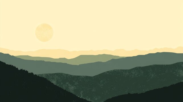 In a stonowaned zieleni palette, a lonnnne abstrakcyjny krajobraz in a nature scene displays peony and falsh lines.