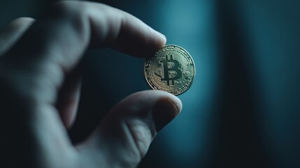 Bitcoin Cryptocurrency Coin Close Up