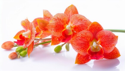 Orchid red on white background isolated. Beautiful flower.
