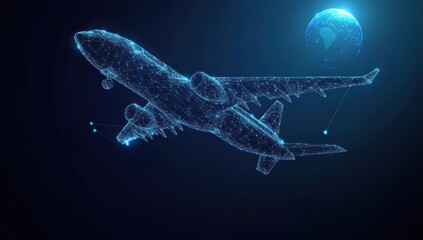 Airplane in Flight, Global Travel Abstract