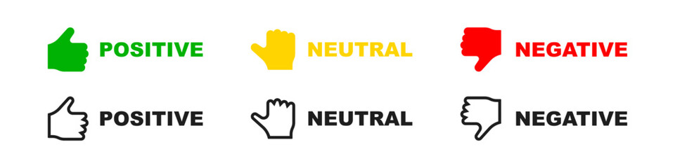 Feedback icons for positive, negative, and neutral. Simplified faces for different reactions