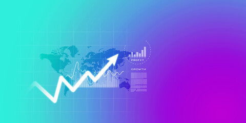 2d illustration Stock market online business concept. business Graph 