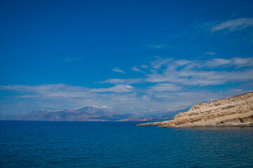 Obraz premium the hippie city of Matala, sea, rocks, Greece