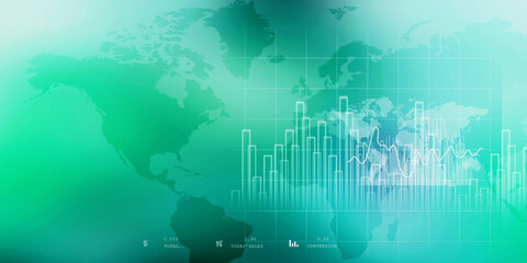 2d illustration Stock market online business concept. business Graph 