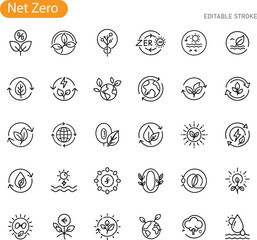 Net Zero Sustainability Icons Climate Change Solutions