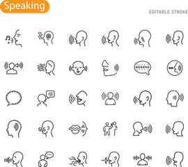 Obraz premium Communication Icons Speaking, Listening, and Sound