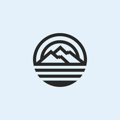 mountain and ocean vector logo design symbol icon to describe nature