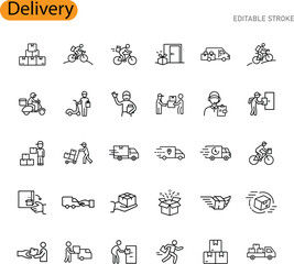 Delivery Service Icons Logistics, Shipping, and Packages