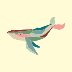 Obraz premium COLORFUL WHALE VECTOR ART