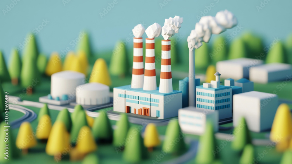 Poster resource-efficient industrial setting with renewable power and minimal waste