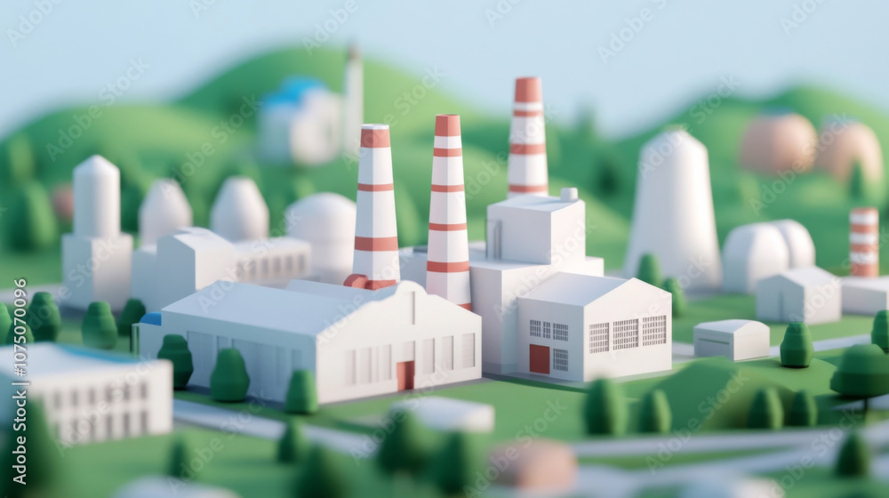 Poster resource-efficient industrial setting with renewable power sources and minimal waste