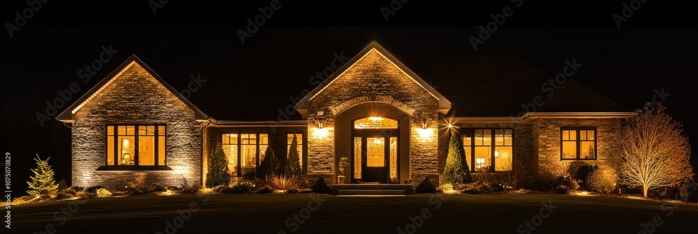 Aufkleber the contemporary residence showcases glowing alarm system lights on windows and doors, creating a se
