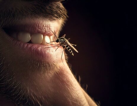 Mosquito on a Man's Lips