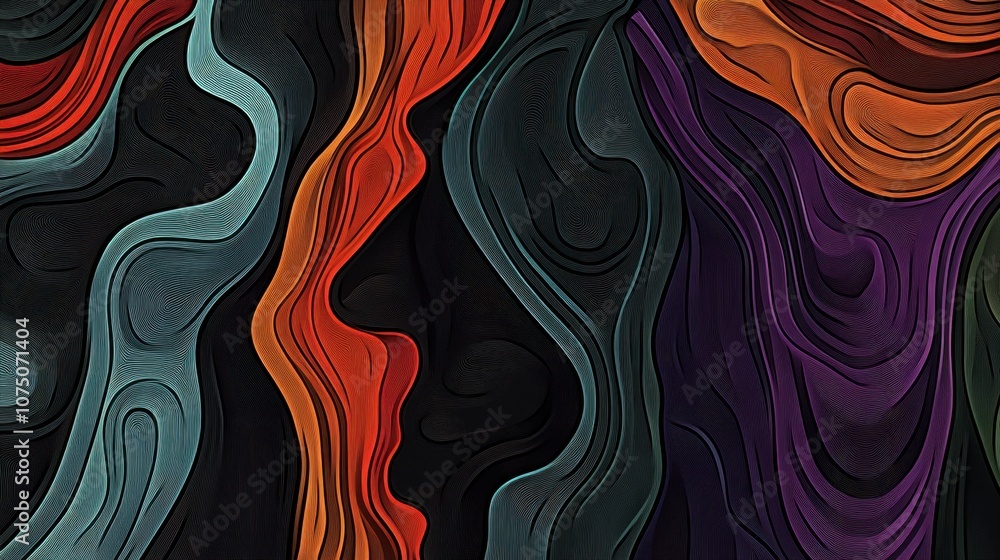 Poster vibrant abstract background with flowing shapes and rich colors creating a dynamic and artistic atmo