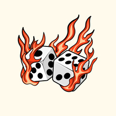 These fiery dice on fire are perfect for gambling play doodle a poster, screensaver, website or postcard.