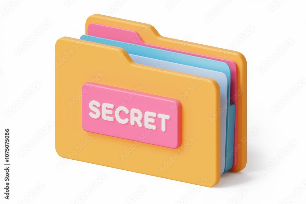 Aufkleber a colorful stack of folders with a pink secret button.