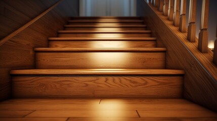A photo of a dust-free and polished wooden staircase