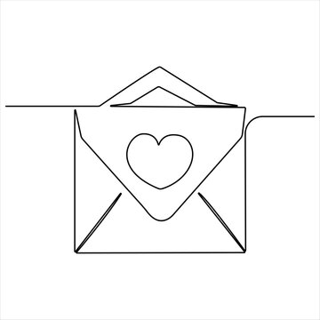 recommend clip art: Continuous single line mail envelope letter drawing of illustration email sketch art post graphic letter line drawn outline