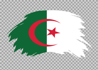 Flag of Algeria with distressed paint stroke brush effect on isolated background