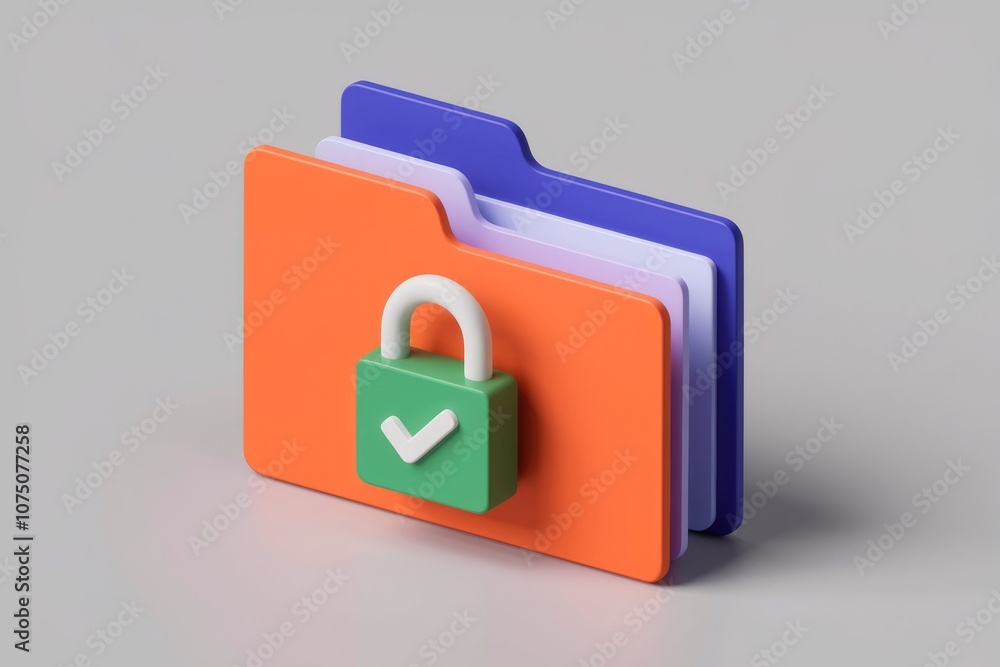 Poster Locked folder with checkmark  secure data.