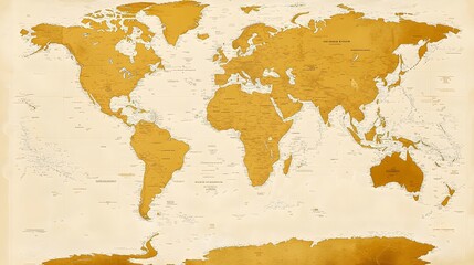 Golden Spot Beige Retro Style. Golden color world map on white background. Globe design backdrop. Cartography element wallpaper. Geographic locations image. Continents vector illustration