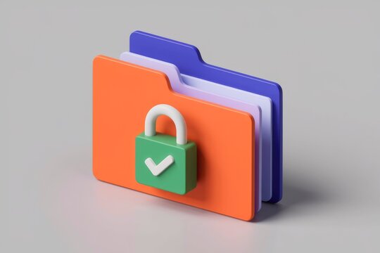 Locked folder with checkmark  secure data.