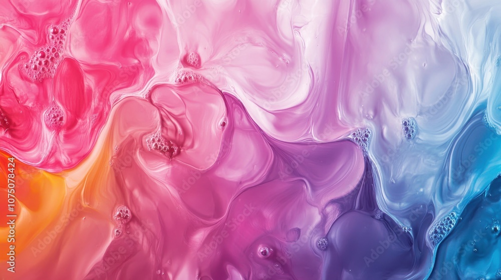 Poster an abstract fluid swirl background with vibrant pink, blue, and orange colors creating a dynamic art