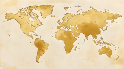 Golden Spot Beige Retro Style. Golden color world map on white background. Globe design backdrop. Cartography element wallpaper. Geographic locations image. Continents vector illustration