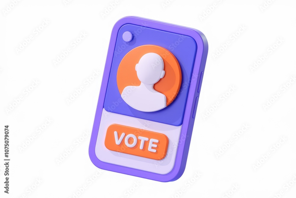 Poster 3D phone screen with a profile picture and a vote button