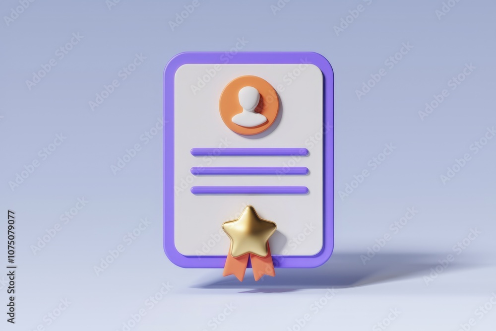 Poster A 3D rendering of a certificate with a gold star.