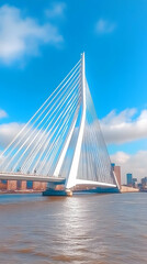 Obraz premium Photo Erasmus Bridge Rotterdam Cityscape Architecture Netherlands
