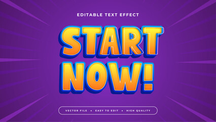 Blue Yellow And Purple Violet Start Now 3d Editable Text Effect - Font Style