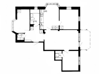 Architectural background. Part of architectural project, architectural plan of the apartment