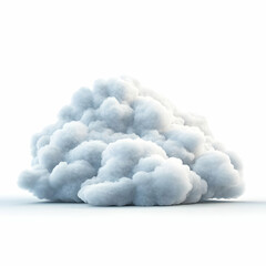 3D Cloud Illustration - White Background, Fluffy Texture