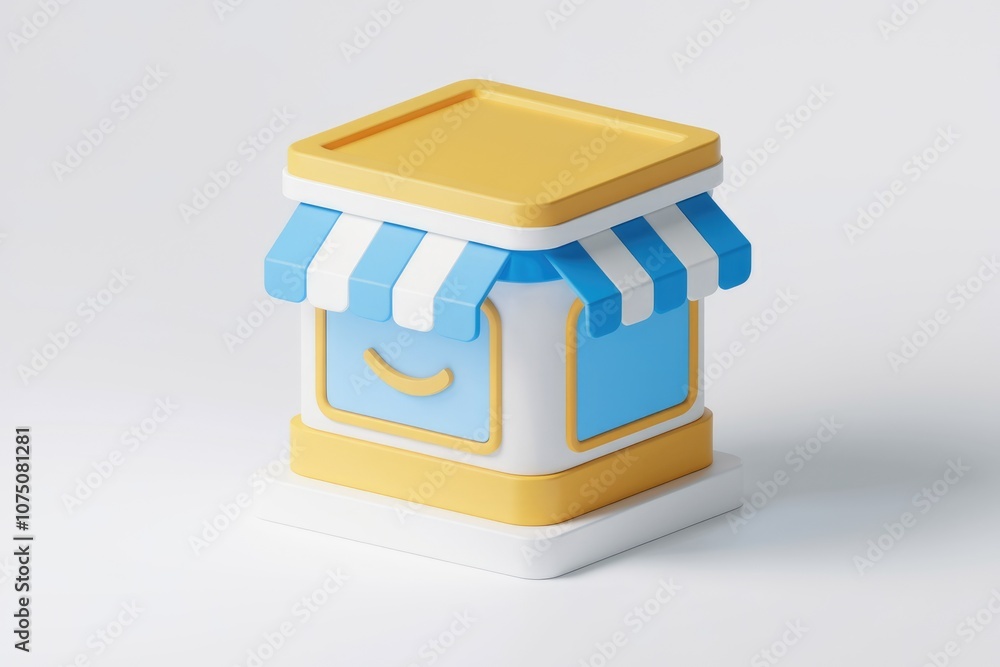 Aufkleber 3D rendering of a colorful store front with a smiling face