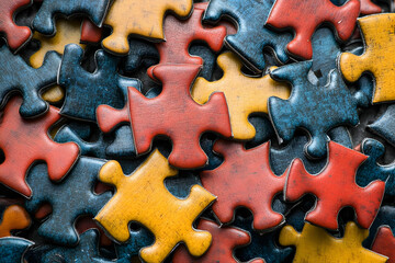 Fototapeta premium Photo Colorful Puzzle Pieces Close Up