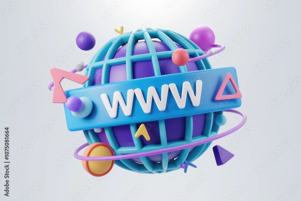 Aufkleber 3D globe with www text and colorful elements