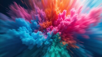 Fototapeta premium Explosion of pink, blue, and orange paint; vibrant and dynamic