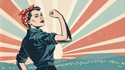 Empowering retro artwork of Rosie the Riveter
