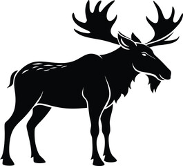 moose silhouette, deer silhouettes vector black  