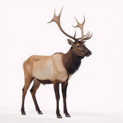 Fototapeta premium Elk portrait in delicate watercolor tones on a plain white backdrop